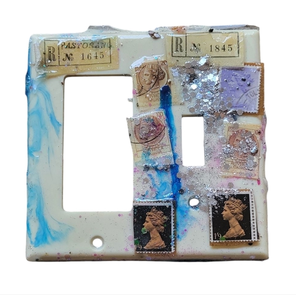 Resin Stamps Glitter Switch Plate
